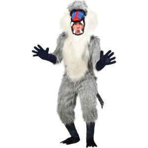 Wild Baboon Costume for Adults | Zoo Animal Halloween Outfit | Monkey Jumpsuit with Hood, Gloves, & Foot Covers(Costume)