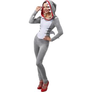 Women’s Sassy Shark Costume with Hooded Jumpsuit – Fierce Ocean Predator Costume for Adults