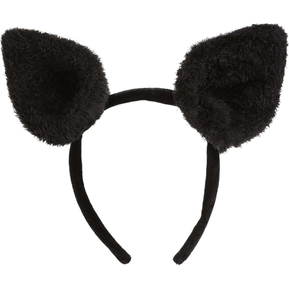 imageFuzzy Ear Bat Costume Headband Plush Black Bat Ears Soft Lightweight Halloween Accessory Adult Party Dress Up Standard
