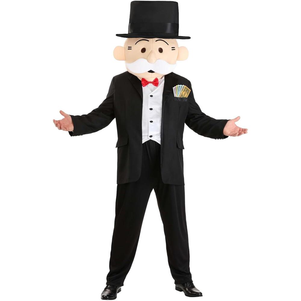imagePlus Size Mr Monopoly Costume  Adult Board Game Halloween or Cosplay Outfit With Jacket Attached Vest ampamp Mask With Top Hat