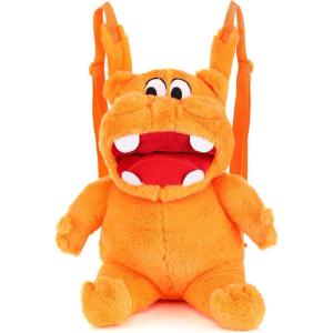 FUN.COM Orange Plush Hungry Hungry Hippos Backpack for Adults with Adjustable Straps and Zipper Compartment