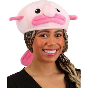 Funny Pink Blobfish Fish Hat Costume for Adults Party Cosplay Soft Plush Headwear Halloween Novelty Accessory