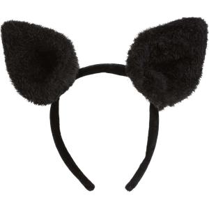 Fuzzy Ear Bat Costume Headband Plush Black Bat Ears Soft Lightweight Halloween Accessory Adult Party Dress Up Standard