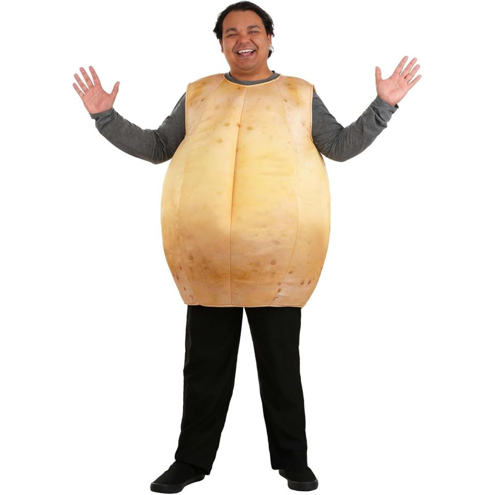imageAdult Plus Size Potato Costume  Funny Food Theme Foam Backed Pullover Tunic for Halloween and Parties