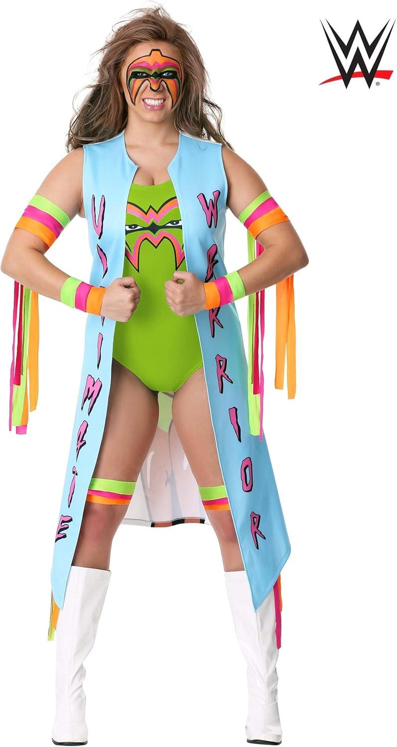 imageWomens WWE Ultimate Warrior Costume Female Wrestler Halloween Costume for Adults