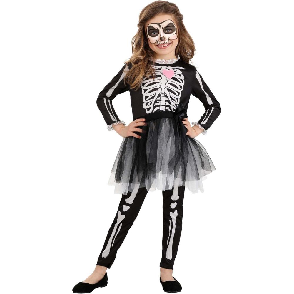 imageSkeleton Dress Costume for Kids with Leggings