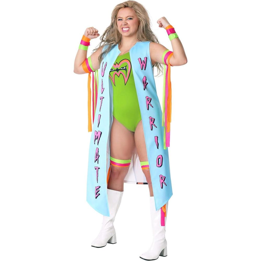 imageWomens WWE Ultimate Warrior Costume Female Wrestler Halloween Costume for Adults