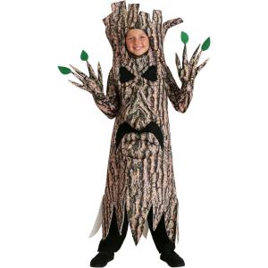 Terrifying Tree Costume for Kids with Hooded Tunic and Attached Gloves