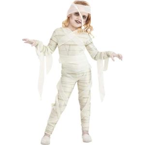 Under Wraps Mummy Costume For Toddlers, Egyptian Mummy Jumpsuit For Children With Attached Mummy Wraps And Gauze Headband