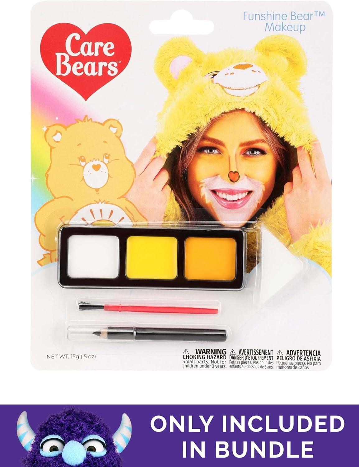 imageCare Bears Adult Funshine Bear Costume With Hooded Jumpsuit ampamp Mitts Officially LicensedBundle W Makeup Kit