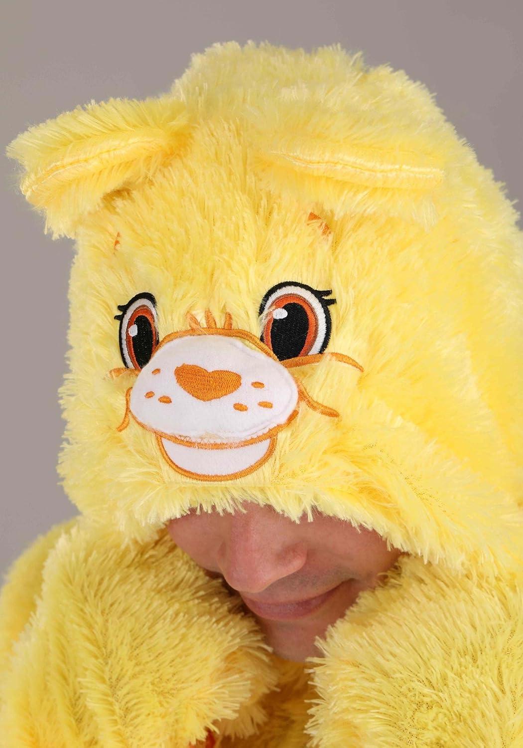 imageCare Bears Adult Funshine Bear Costume With Hooded Jumpsuit ampamp Mitts Officially LicensedBundle W Makeup Kit