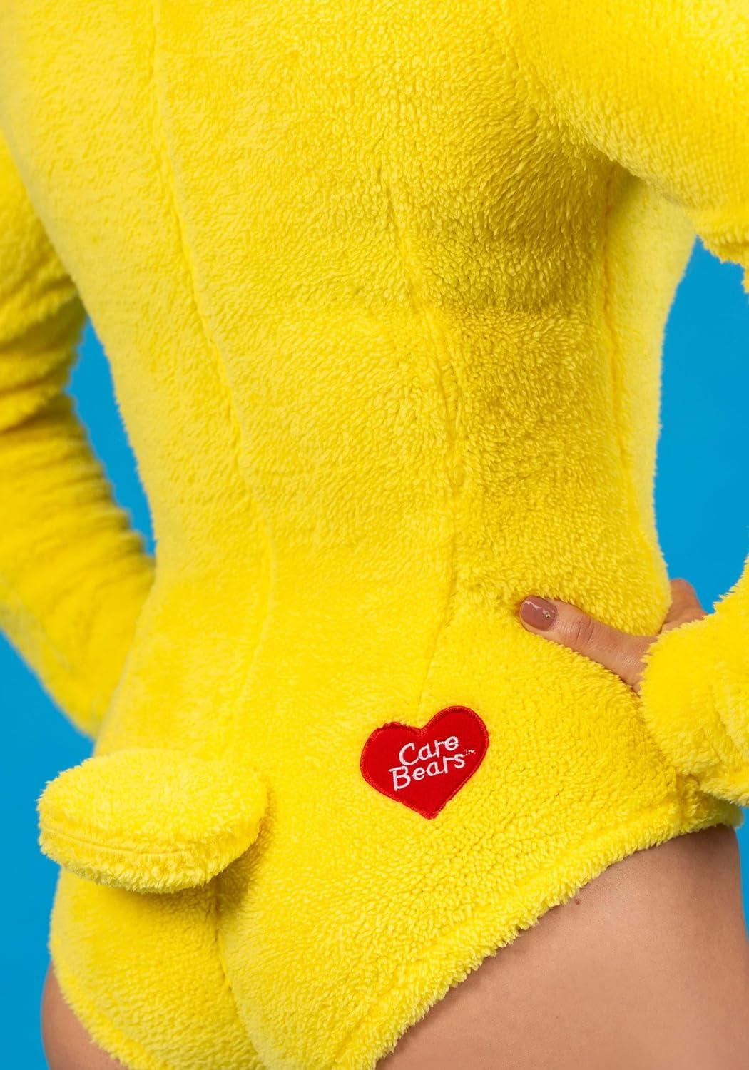 imageCare Bears Funshine Bear Romper Costume for Women Yellow Care Bears Fleece Hooded Jumpsuit OutfitCostume