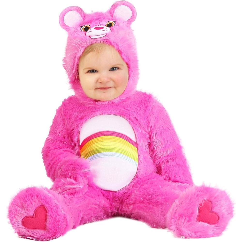 imageCare Bears Cheer Bear Halloween Costume for Infants  80s Character  Attached Hood Hand Covers ampamp Booties