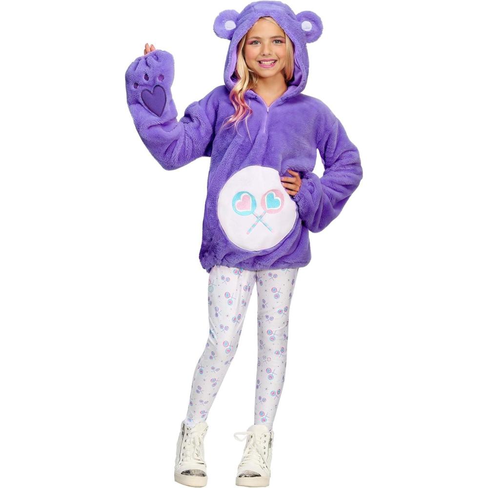 imageCare Bears Deluxe Tween Share Bear Hoodie Costume Faux Fur Hooded Sweater with Leggings