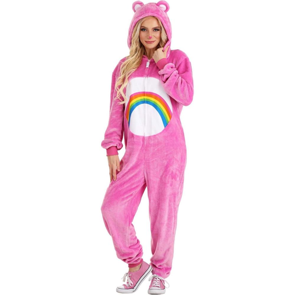 imageFun Costumes Adult Cheer Bear Care Bear JumpsuitBundle W Makeup Kit