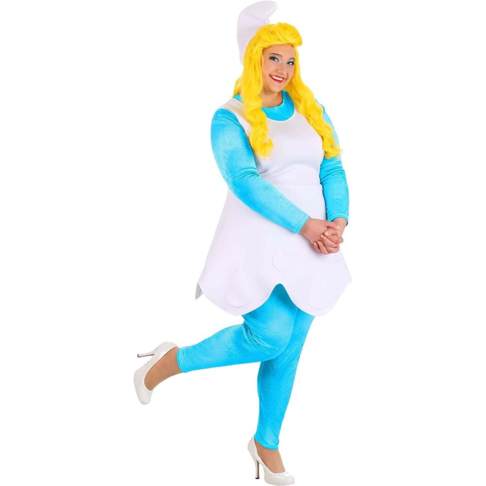 imagePlus Size Smurfette Costume for Women Officially Licensed The Smurfs Costume Adult Plus Halloween Costume