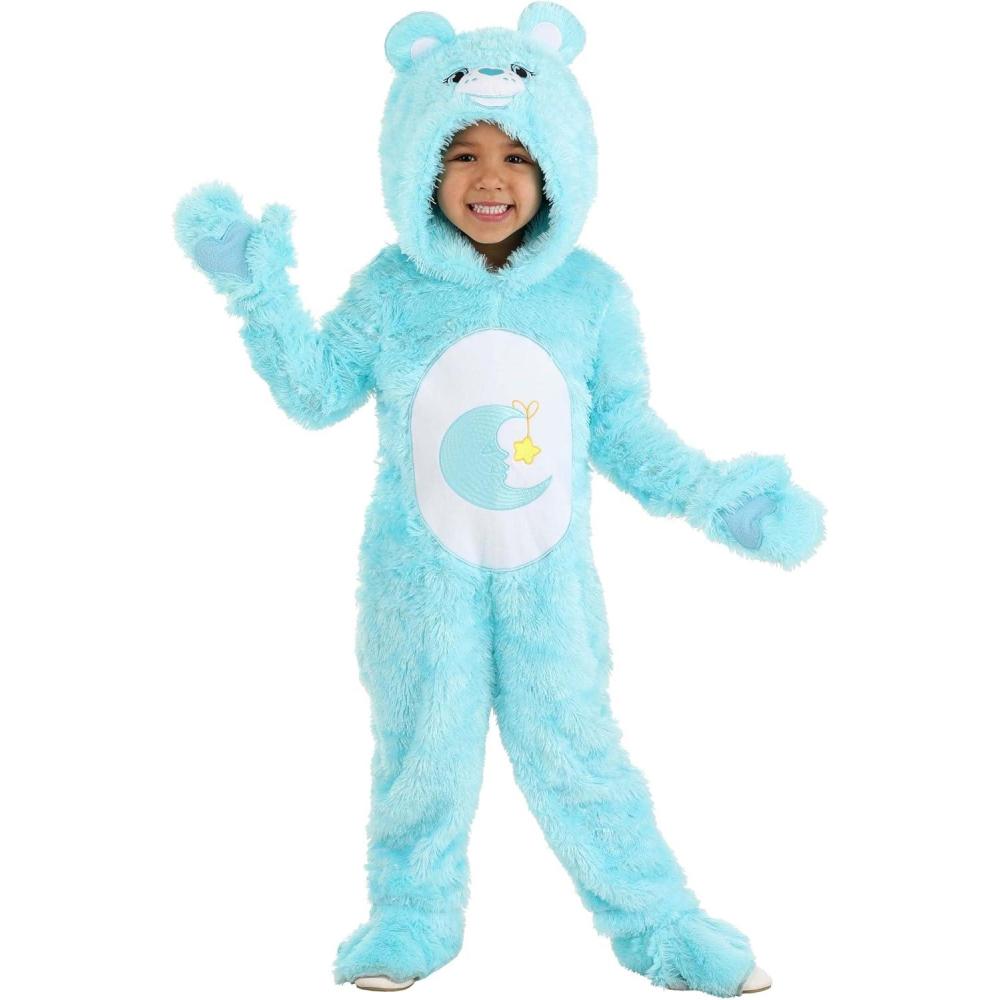 imageToddler Care Bear Bedtime Bear Costume Care Bear Jumpsuit with Attached Hood Ears Tail And Pair Of Mitts And Boot Covers