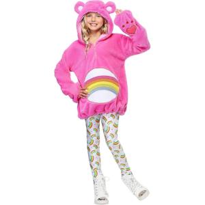 Care Bears Deluxe Cheer Bear Tween Hoodie Costume, Hooded Top with Leggings(Pink)