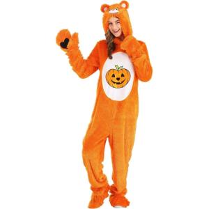 Care Bears Trick or Sweet Bear Adult Costume Jumpsuit, Hood, Embroidered Face, Tummy Symbol & Logo