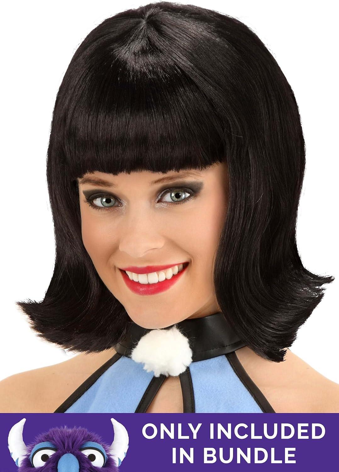 imagePlus Size Womens Flintstones Betty Rubble Costume Blue Dress Cavewoman Outfit for Bedrock CosplayBundle W Wig