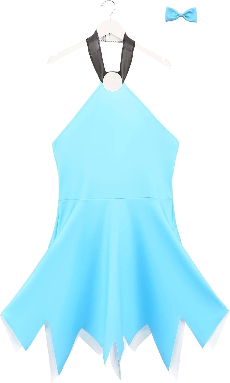 imagePlus Size Womens Flintstones Betty Rubble Costume Blue Dress Cavewoman Outfit for Bedrock CosplayBundle W Wig