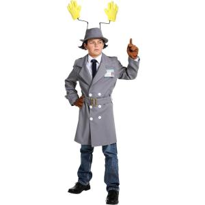 Inspector Gadget Boys Costume, Detective Outfit For Kids With Trench Coat Style Jacket, Hat, Belt, Pair Of Gloves, And Badge(Costume)