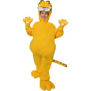 Kids Garfield Costume Unisex, Orange Cartoon Cat Jumpsuit, Cat Bodysuit Halloween Outfit for Boys and Girls