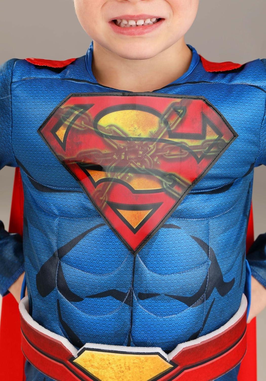 imageToddlers Deluxe DC Comics Superman Costume Blue ampamp Red Superhero Suit for Superhero Parties Cosplay ampamp Halloween
