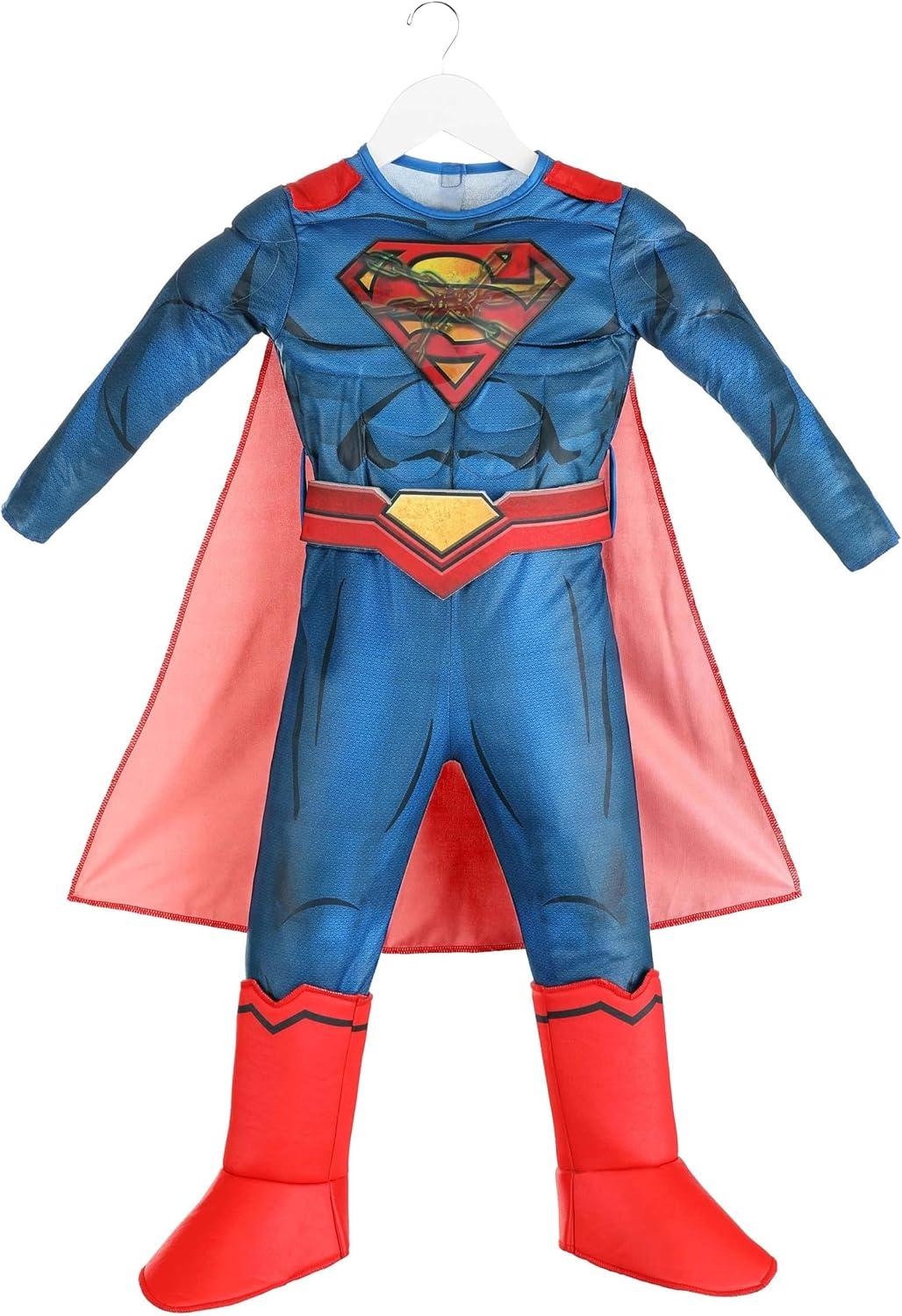 imageToddlers Deluxe DC Comics Superman Costume Blue ampamp Red Superhero Suit for Superhero Parties Cosplay ampamp Halloween