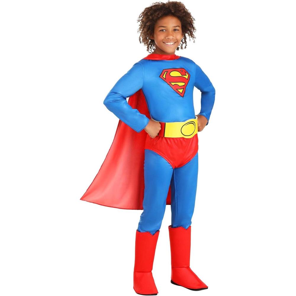 imageKids Classic Superman Costume for Boys  Child DC Comic Superhero Suit with Cape Briefs Belt ampamp Boot Covers