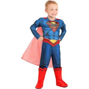 Toddlers Deluxe DC Comics Superman Costume, Blue & Red Superhero Suit for Superhero Parties, Cosplay & Halloween