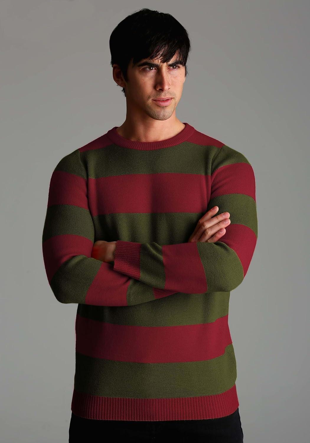 imageNightmare on Elm Street Freddy Krueger Striped Sweater Halloween Horror Movie Character Ugly Sweater