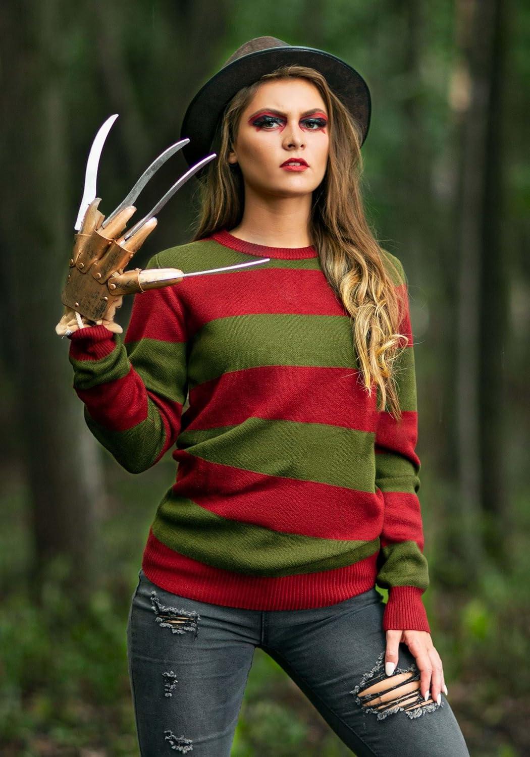 imageNightmare on Elm Street Freddy Krueger Striped Sweater Halloween Horror Movie Character Ugly Sweater