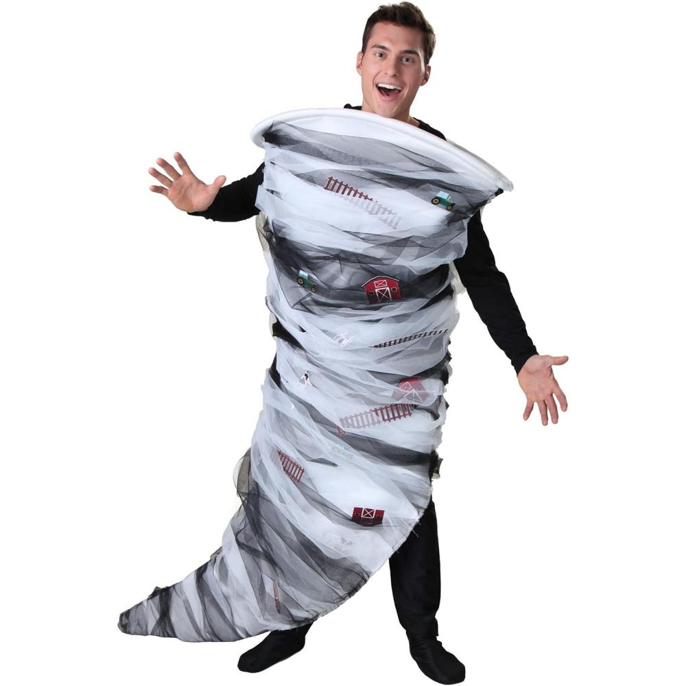 imageAdult Tornado Halloween Costume Weather Themed Polyfoam Tunic with Spiraled Netting One Size Storm Costume