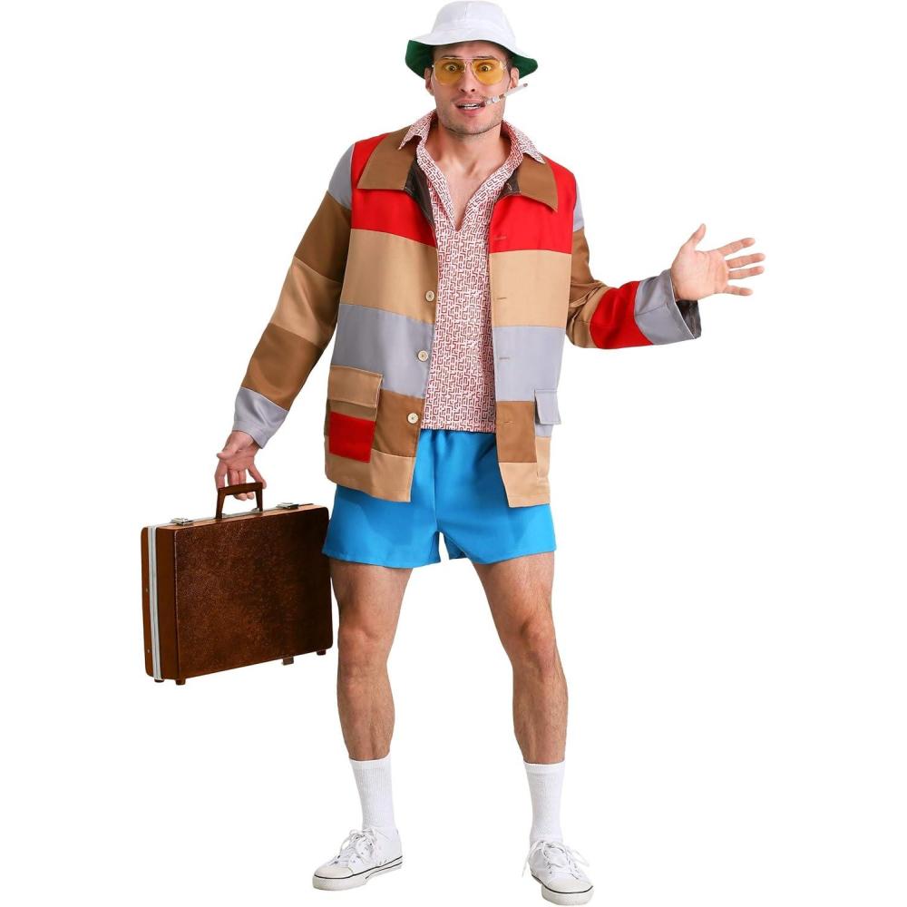 imageFear and Loathing in Las Vegas Raoul Duke Costume with Coat Shirt SHorts Bucket Cigarette Holder and Glasses
