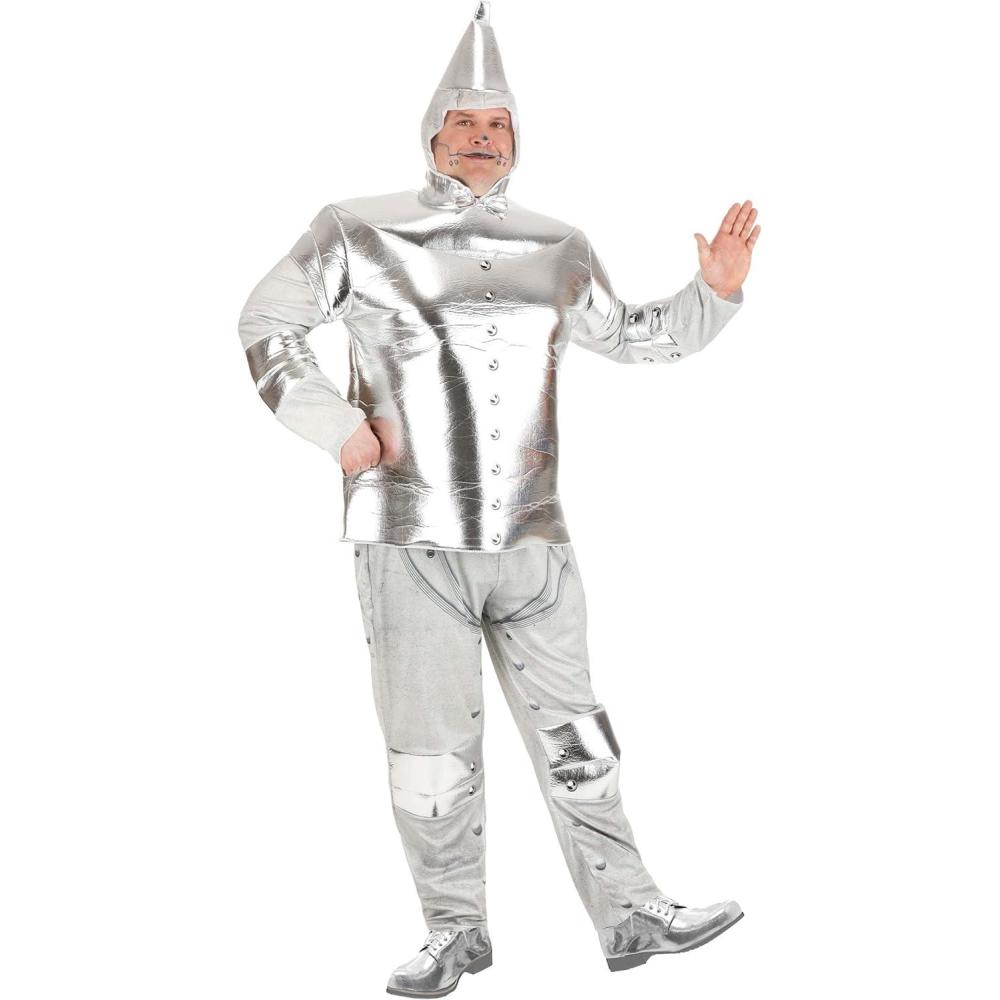 imagePlus Size Wizard of Oz Tin Man Costume for Adults Silver Metallic Tin Man Suit Outfit for Halloween