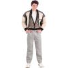 imageAdult Ferris Bueller Costume  Mens Faux Black and Tan Leather Jacket Patterned Sweater Vest and Gray Pants