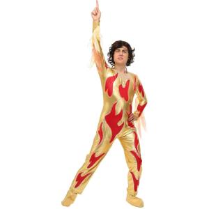 Blades Of Glory Fire Costume For Adults | Figure Skating Jumpsuit With Flames, Matching Headband And Boot Covers(Blades of Glory Fire – Gold)