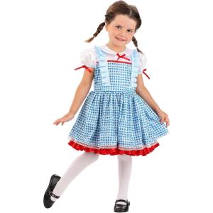 Farm Girl Wizard of Oz Costume Dress, Gingham Pinafore, White Blouse