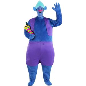 Plus Size Trolls Biggie Costume for Adults, Trolls Movie Biggie Hugs Character Halloween Outfit with Wig