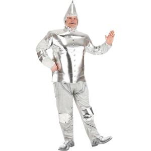 Plus Size Wizard of Oz Tin Man Costume for Adults, Silver Metallic Tin Man Suit Outfit for Halloween