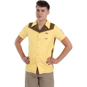 The Big Lebowski Medina Sod Plus Size Bowling Shirt Costume(Dark Amber yellow)