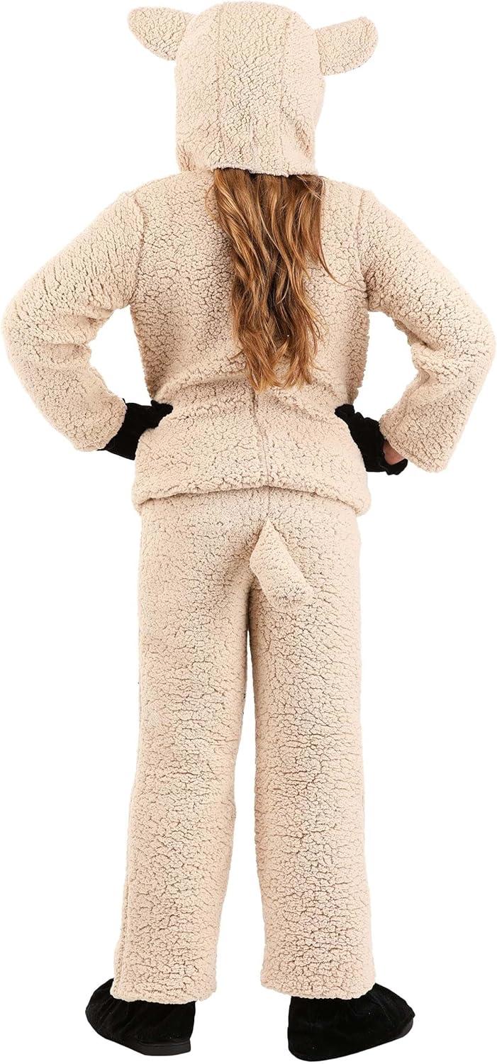 imageChild Wooly Sheep Costume Lamb Costume for Children Kids Black and White Sheep CostumeWhiteTan Sheep