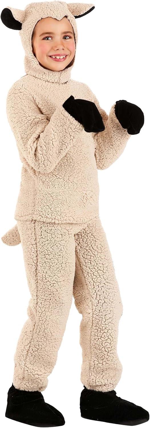 imageChild Wooly Sheep Costume Lamb Costume for Children Kids Black and White Sheep CostumeWhiteTan Sheep