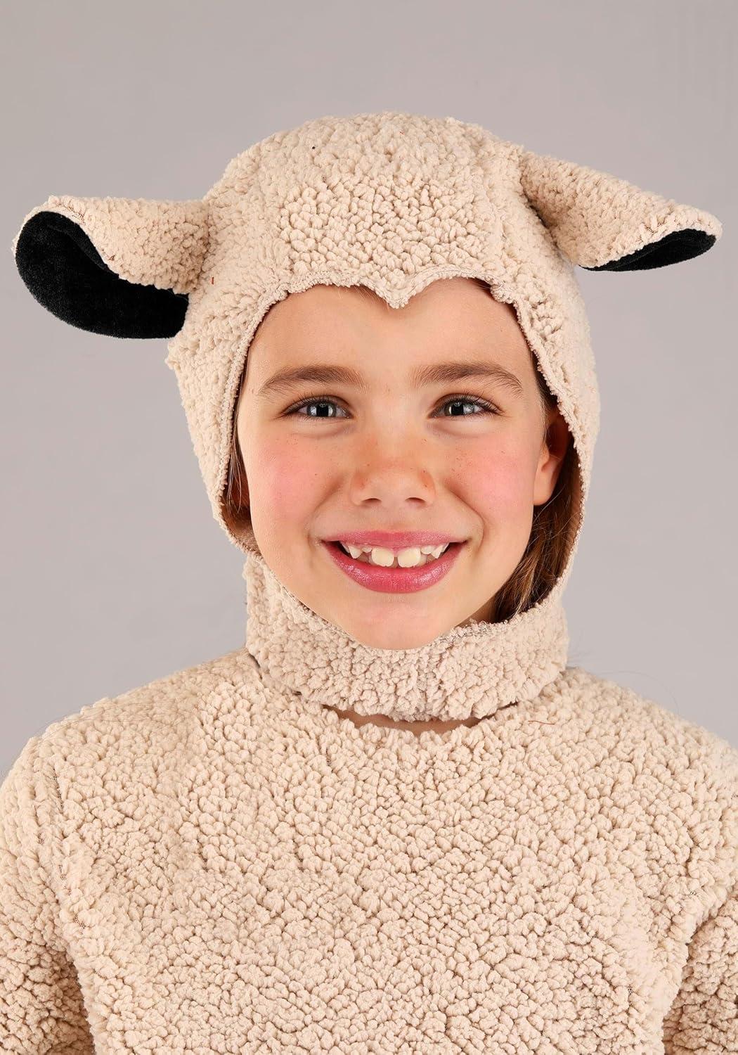 imageChild Wooly Sheep Costume Lamb Costume for Children Kids Black and White Sheep CostumeWhiteTan Sheep
