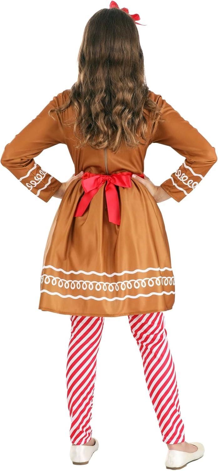 imageGingerbread Costume Dress  Holiday Outfit Candy Striped Leggings Matching Headband  Girls Christmas Dresses