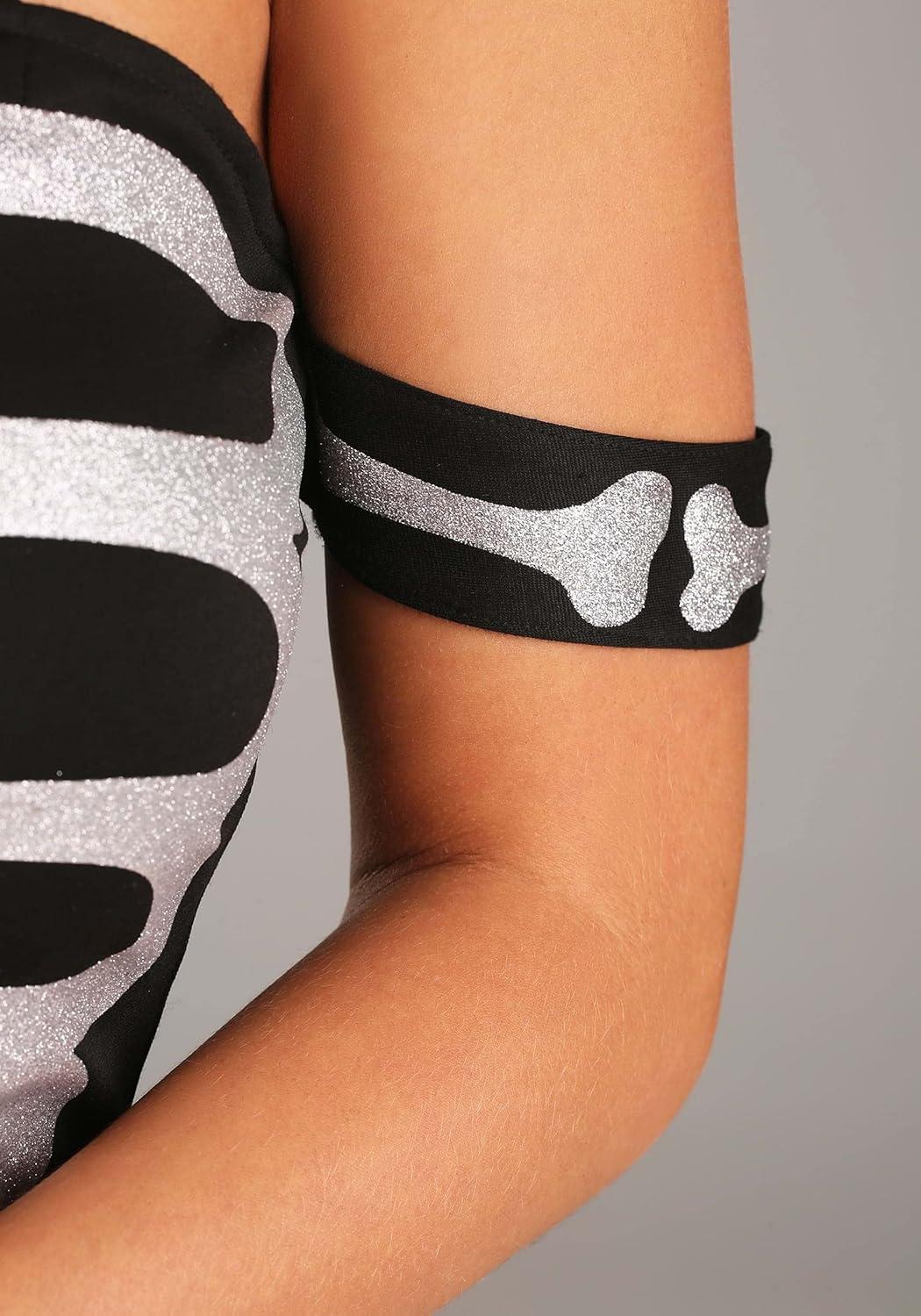 imageHigh Fashion Skeleton Costume for Women  Ponte Knit Dress with Flocked Skeleton Design Glitter Details