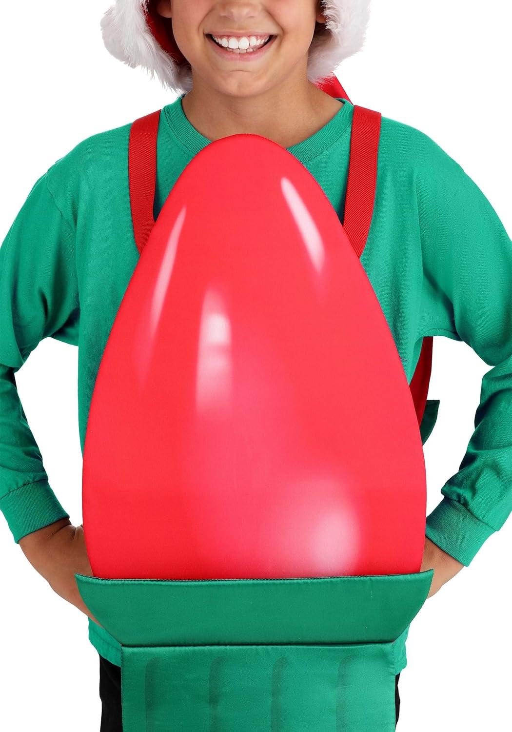 imageKids Christmas Lightbulb Costume Pull Over Tunic With Faux Plug In Red Light Bulb Halloween Outfit