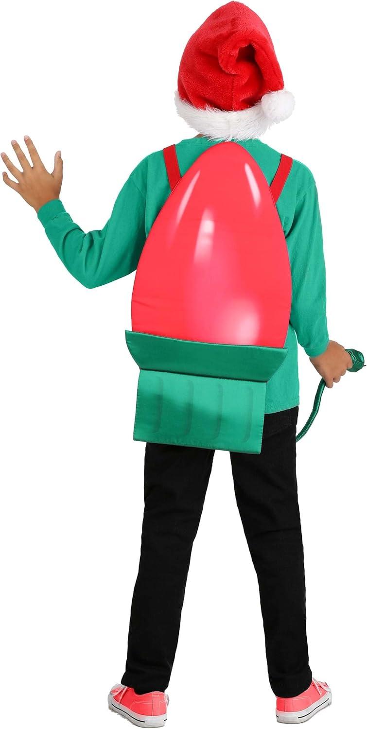 imageKids Christmas Lightbulb Costume Pull Over Tunic With Faux Plug In Red Light Bulb Halloween Outfit