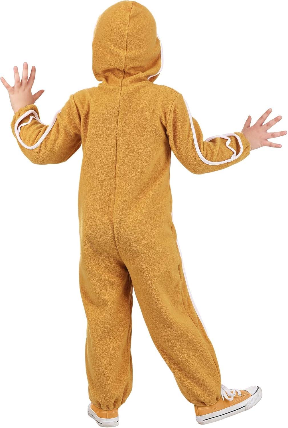 imageToddler Gingerbread Man Costume  Cozy Hooded Holiday Jumpsuit Satin Bow Red ButtonsMulticolor